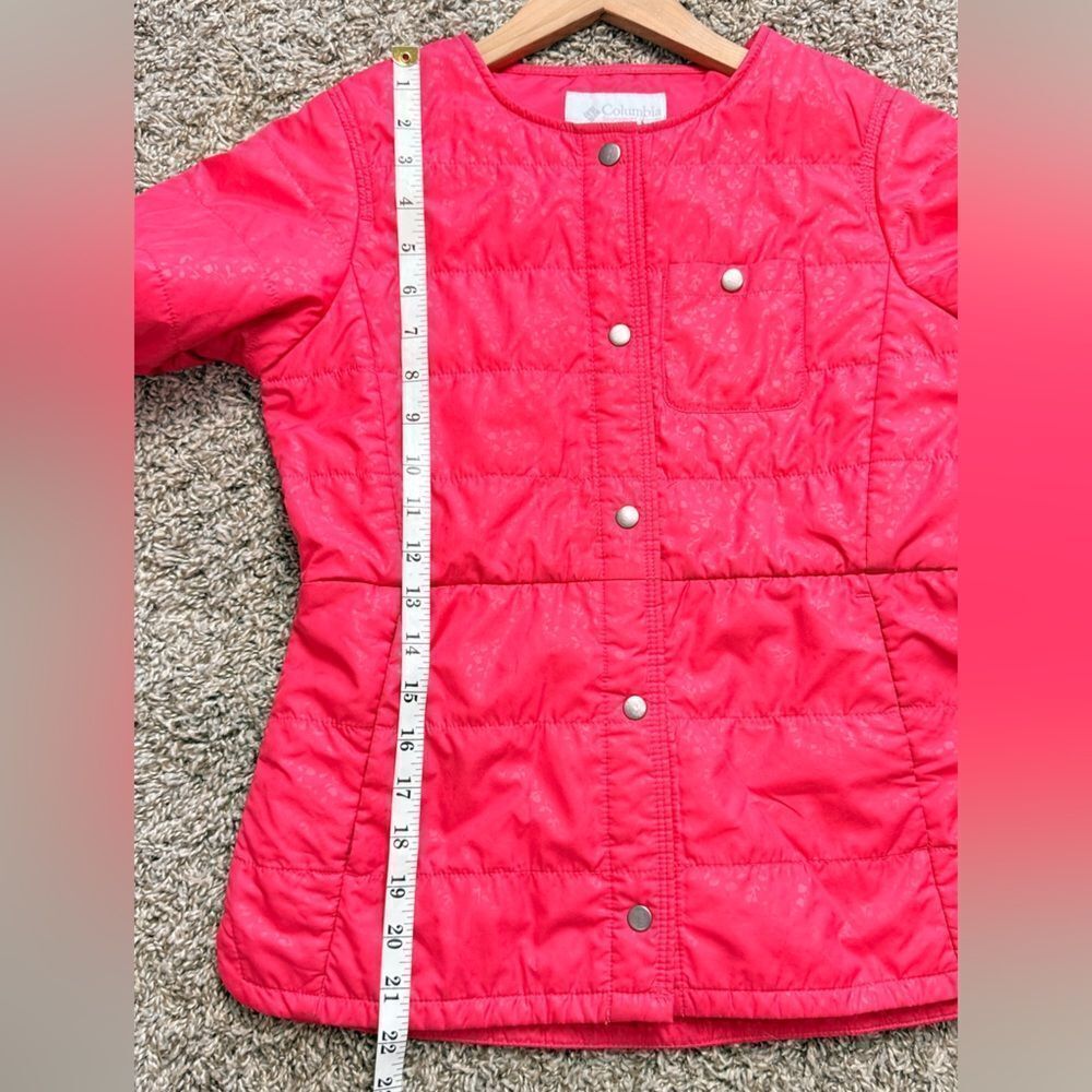 Columbia Pinkish Red Leaf Pattern Fall Jacket - Picture 3 of 9